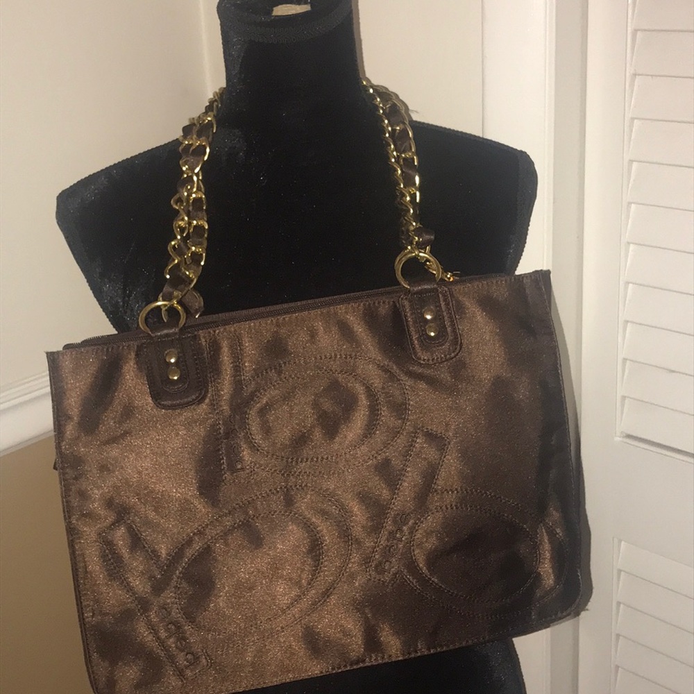 Bebe brown purse with gold tone handles